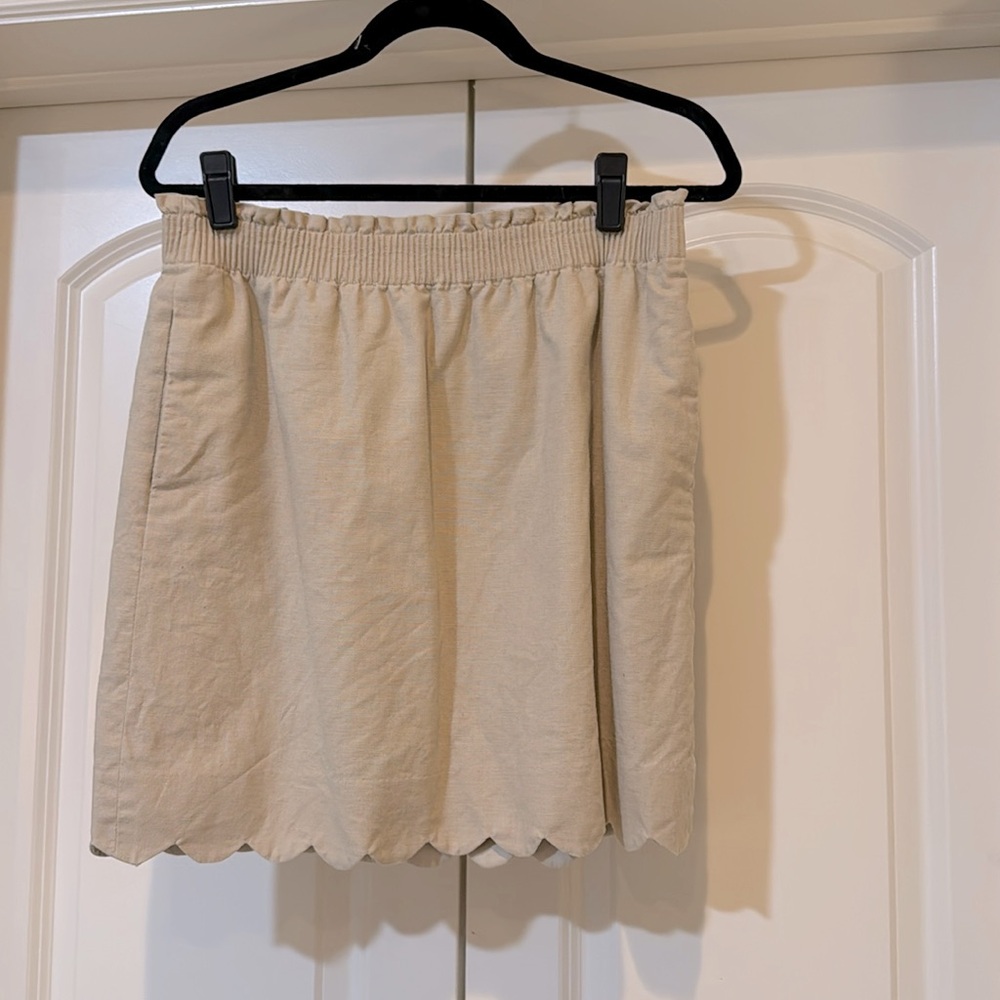 J crew khaki scalloped skirt